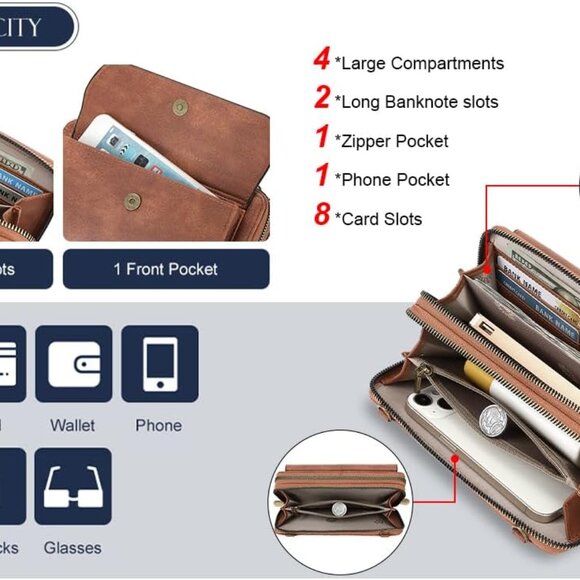 Lightweight Vegan Leather Crossbody Bag for Women - Spacious & Elegant Design - Picture 2 of 8